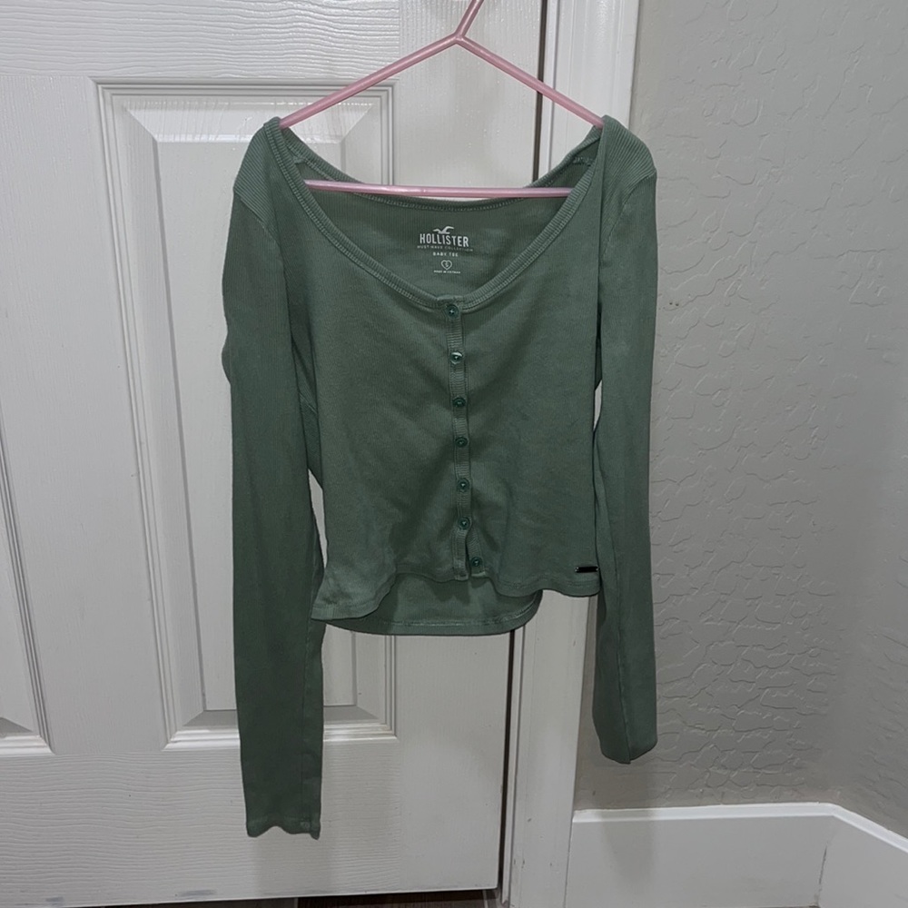 Hollister Long Sleeve Green Top